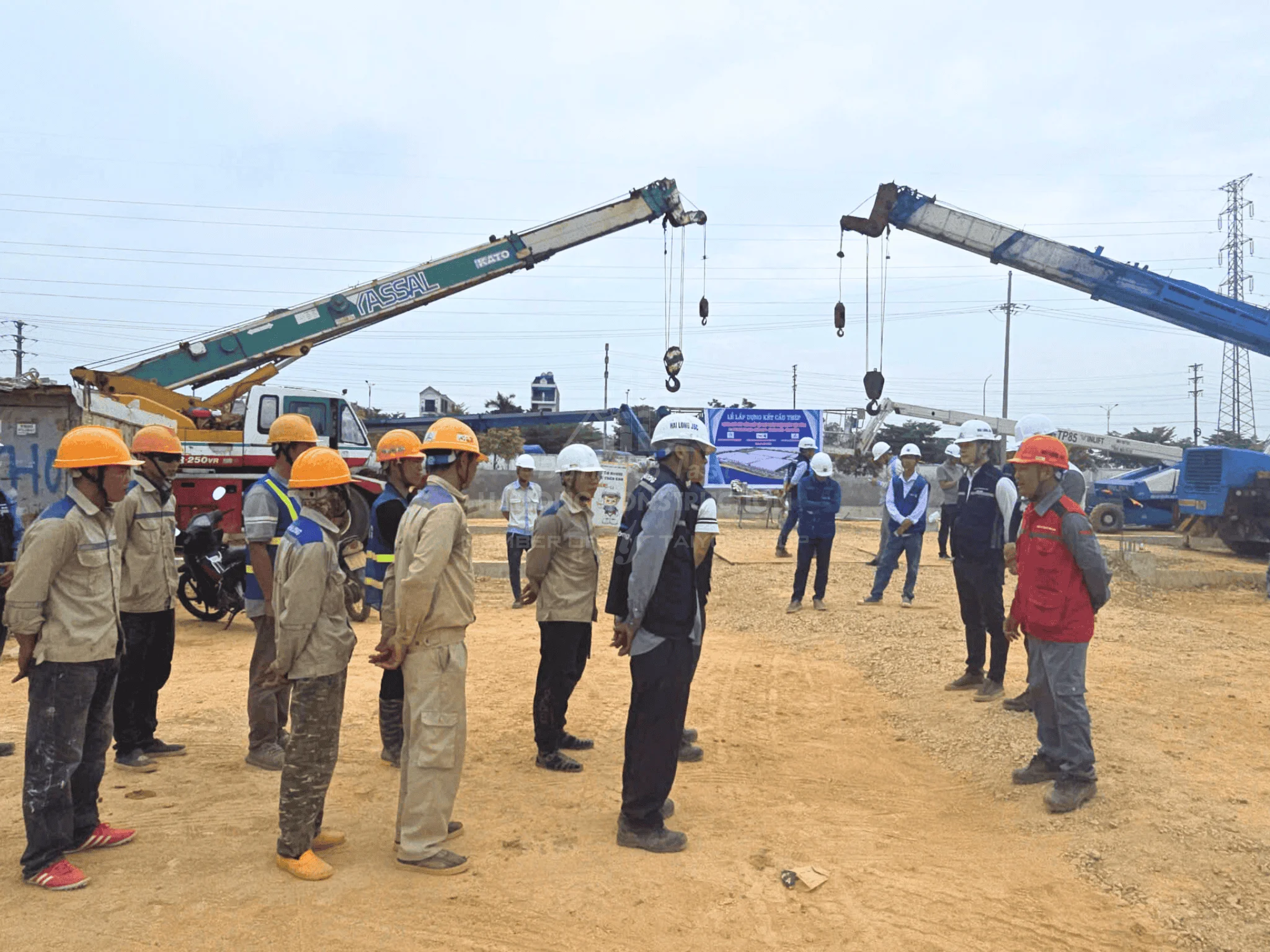 Lễ lắp dựng kết cấu thép nhà xưởng do Xây lắp Hải Long thi công